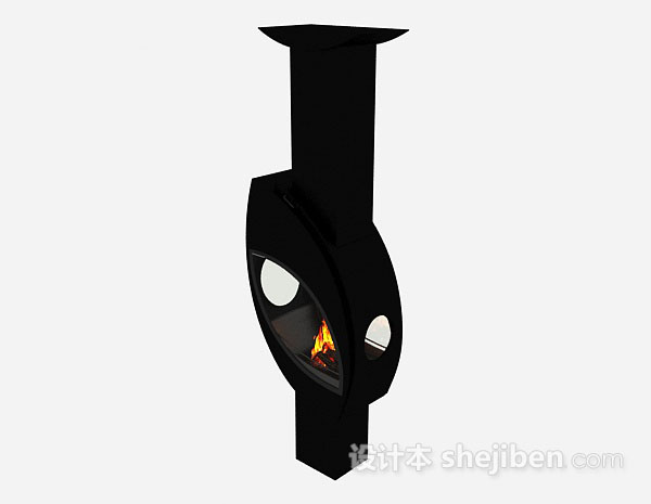 现代风格现代黑色简约壁炉3d模型下载