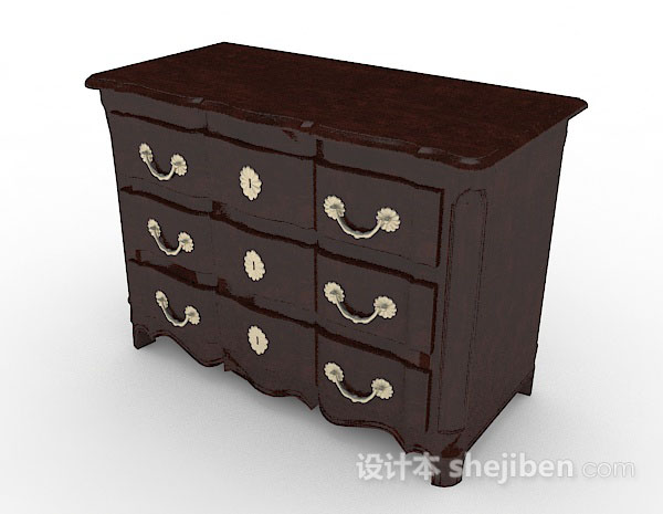 中式风格中式复古木质厅柜3d模型下载