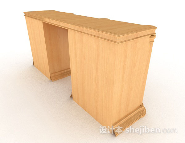 设计本黄色木质书桌3d模型下载
