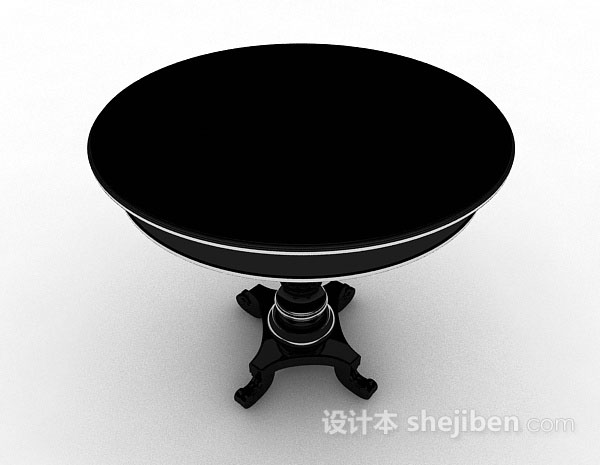 设计本黑色圆形餐桌3d模型下载