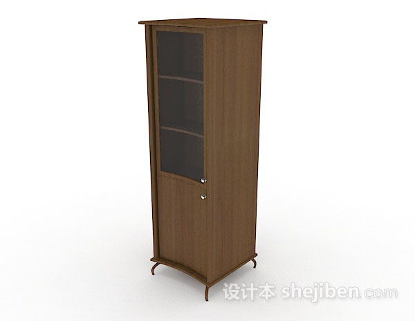 现代风格木质棕色酒柜3d模型下载