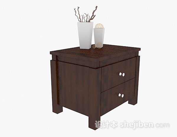 现代风格深棕色床头柜3d模型下载