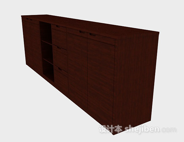 免费简约棕色木质电视柜3d模型下载