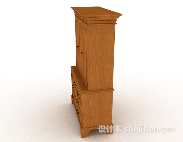 设计本木质棕色衣柜3d模型下载