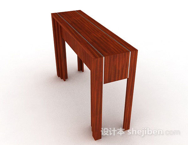 设计本木质棕色书桌3d模型下载