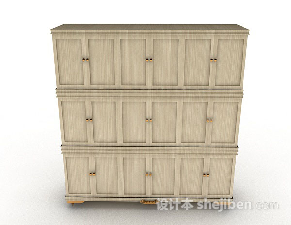现代风格千棕色木质衣柜3d模型下载
