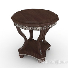 中式深棕色木质餐桌3d模型下载
