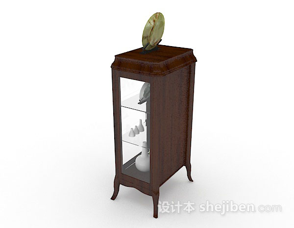 设计本中式木质简约展示柜3d模型下载
