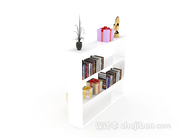 设计本白色书柜3d模型下载