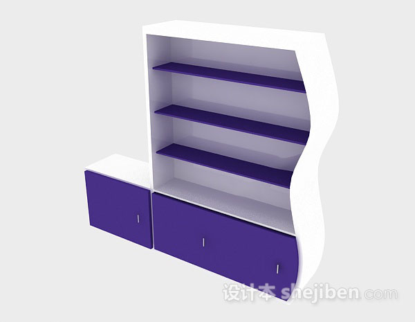 现代风格紫色书柜3d模型下载