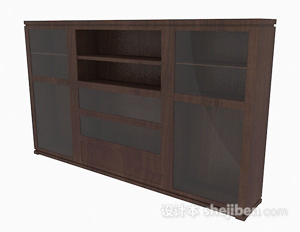 现代风格棕色木质衣柜3d模型下载