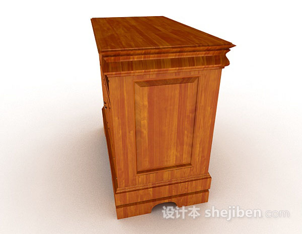 设计本黄棕色木质床头柜3d模型下载