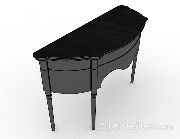 设计本欧式简约黑色书桌3d模型下载