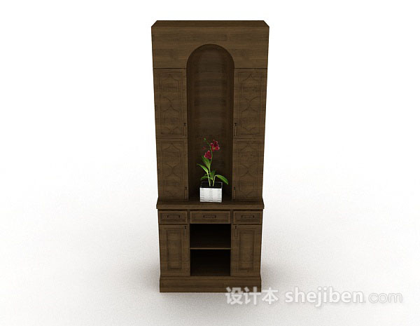 现代风格木质棕色装饰隔断3d模型下载