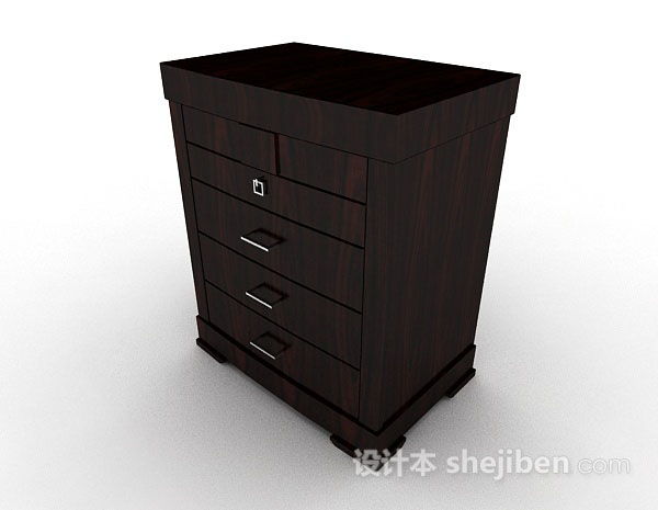 木质深棕色储物柜3d模型下载