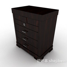 木质深棕色储物柜3d模型下载