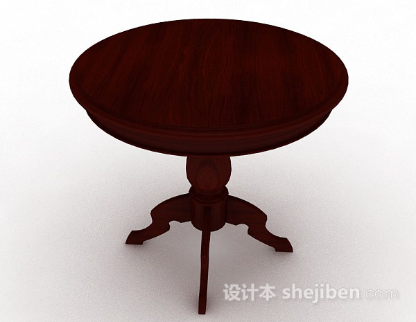 设计本木质深棕色餐桌3d模型下载