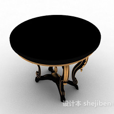 棕色木质圆形餐桌3d模型下载