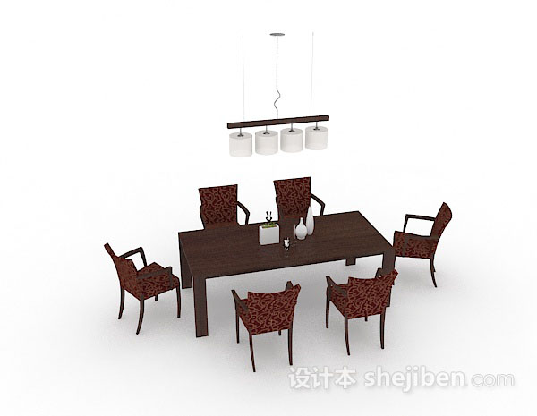 免费家居简单桌椅组合3d模型下载
