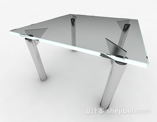 设计本灰色玻璃餐桌3d模型下载