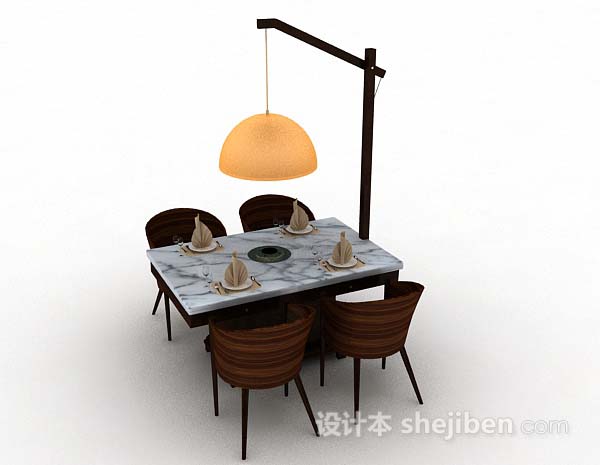 设计本现代休闲餐桌椅3d模型下载