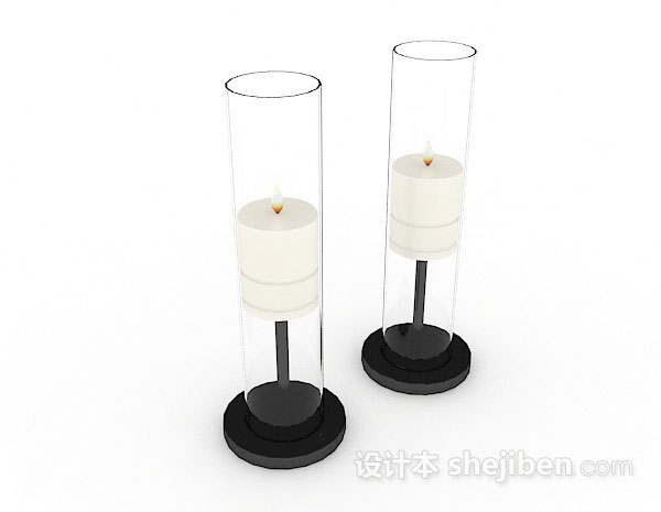 白色蜡烛摆设3d模型下载