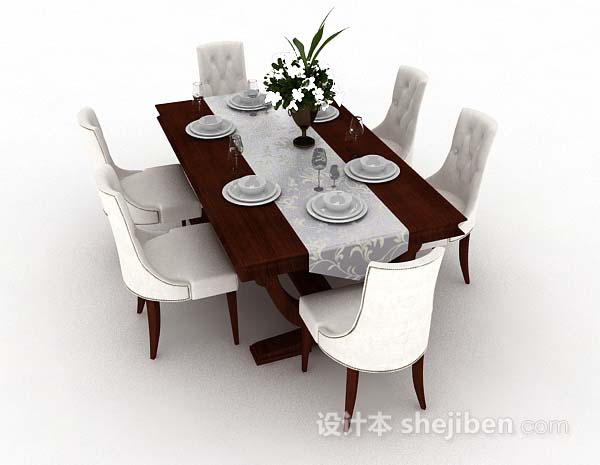 设计本家居简约餐桌椅3d模型下载