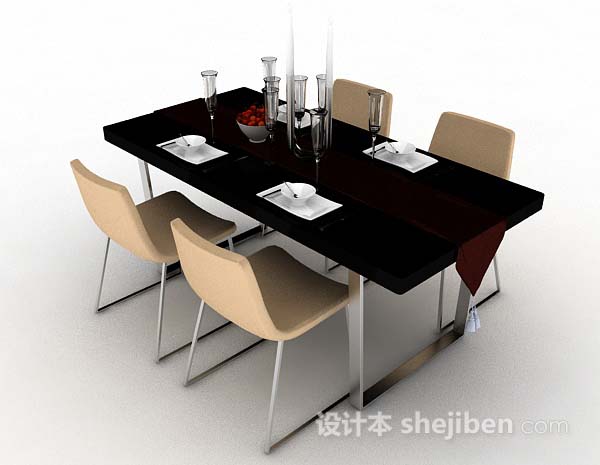 设计本现代简约餐桌椅3d模型下载