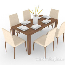 木质家居餐桌椅3d模型下载