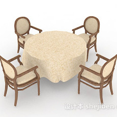 圆餐桌椅3d模型下载