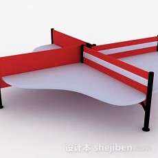 红色办公桌3d模型下载