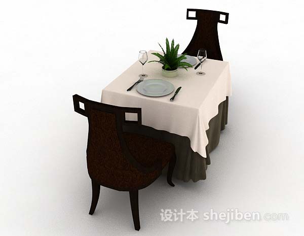 设计本餐厅餐桌椅3d模型下载