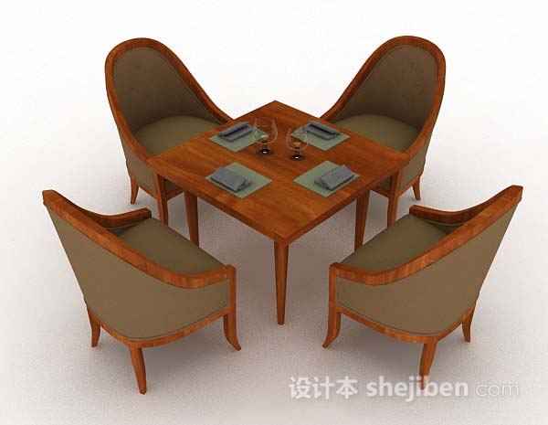 现代风格简单休闲桌椅3d模型下载