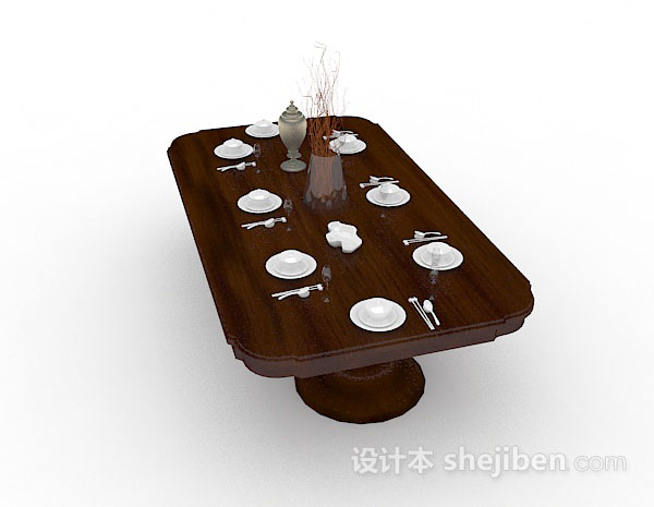 免费木质餐桌3d模型下载