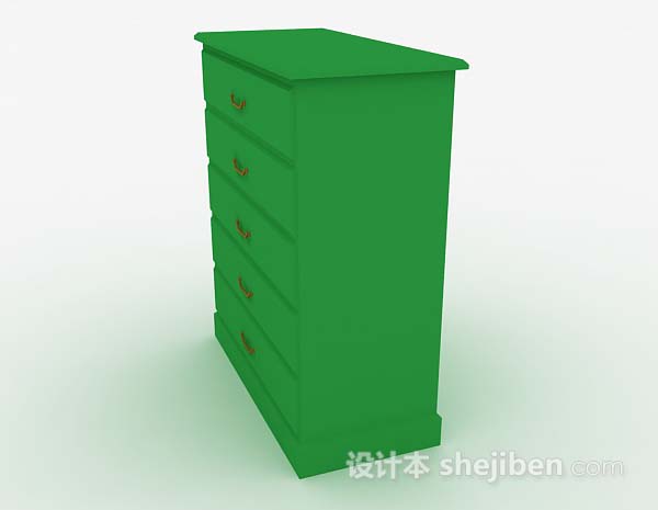 设计本绿色木质厅柜3d模型下载