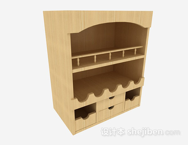 免费黄色木质家居柜子3d模型下载