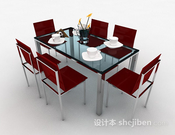 简约家居餐桌椅3d模型下载