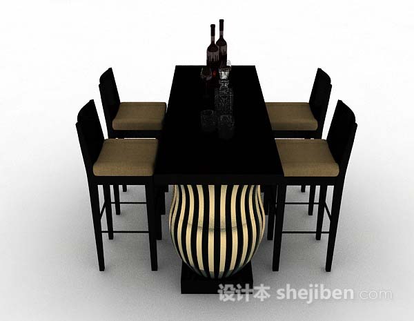 现代风格现代个性餐桌椅3d模型下载