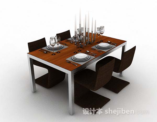现代风格简约餐桌椅3d模型下载