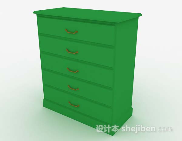 免费绿色木质厅柜3d模型下载