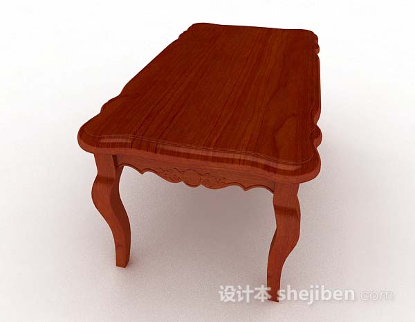 免费红棕色木质餐桌3d模型下载