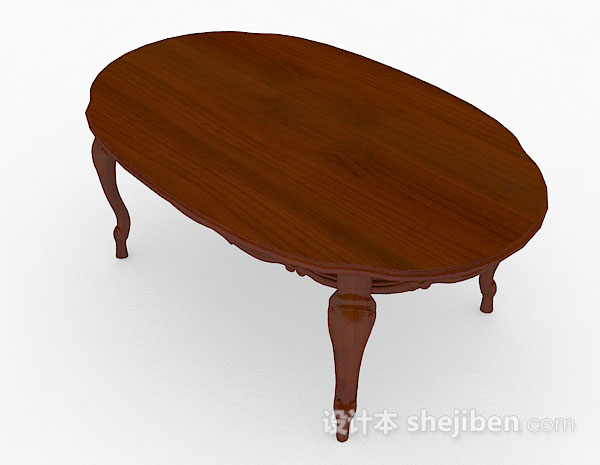 现代风格棕色椭圆形餐桌3d模型下载