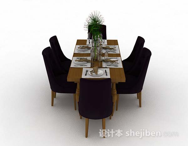 现代风格现代家居餐桌椅3d模型下载