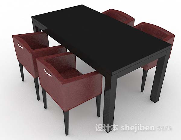 现代风格简约木质餐桌椅3d模型下载