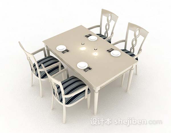 欧式风格欧式简约餐桌椅3d模型下载