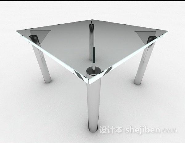 现代风格灰色玻璃餐桌3d模型下载