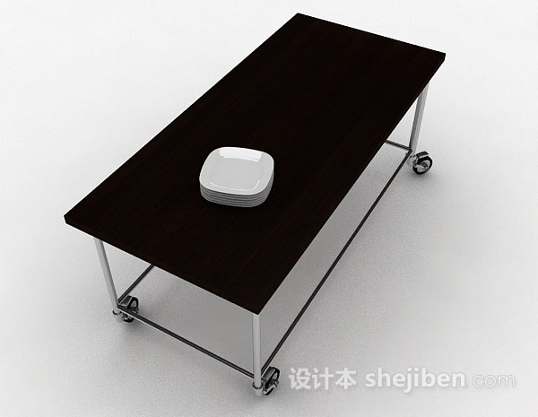 设计本棕色移动餐桌3d模型下载