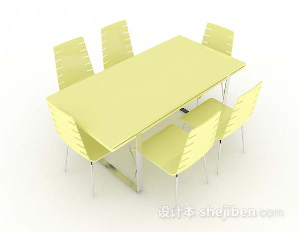 黄色简约餐桌椅