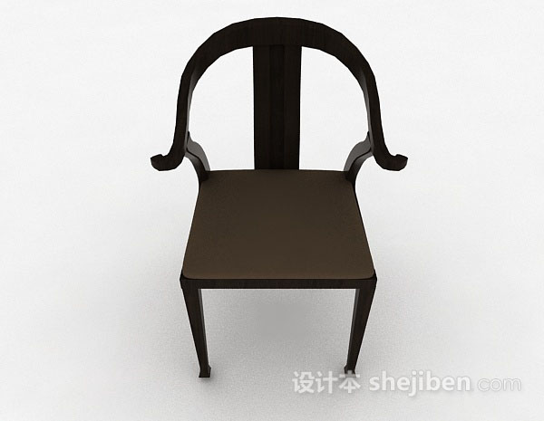 免费简约深棕色木质家居椅3d模型下载