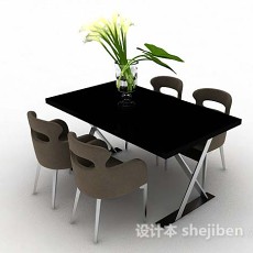 现代简约餐桌椅3d模型下载